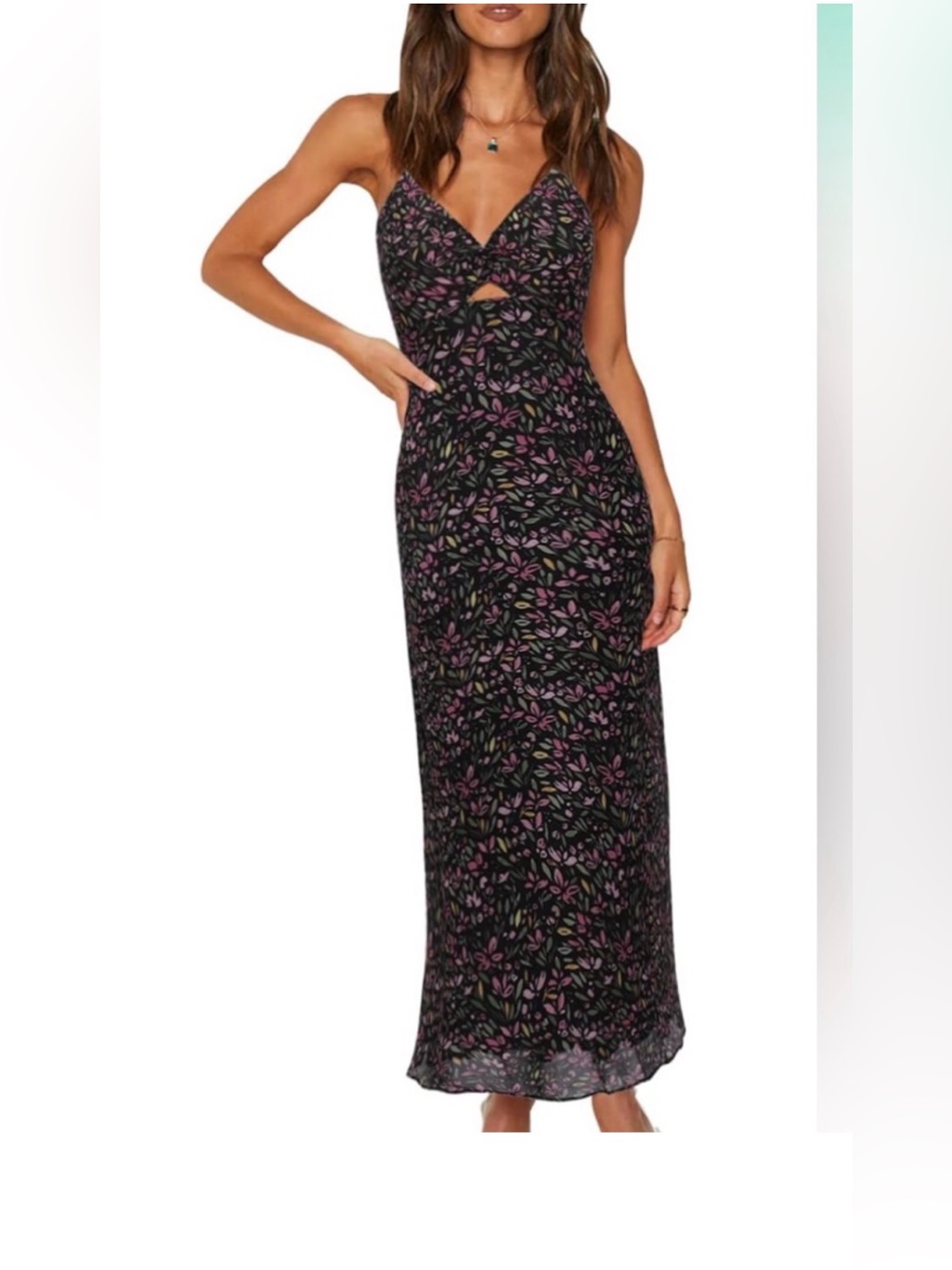 Zaful Women's Floral Maxi Dress With Twist Front And Backless Design Size Medium